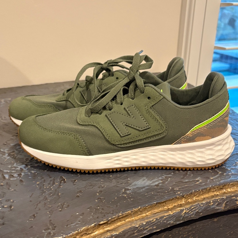 New Balance Olive and Neon Green Athletic Shoes